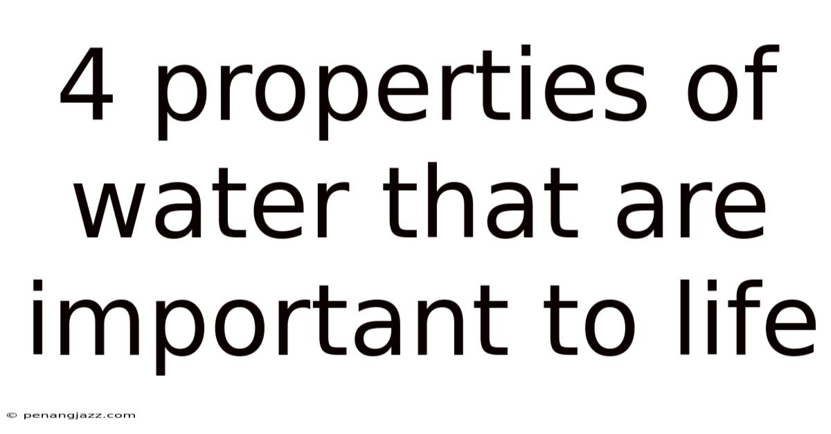 4 Properties Of Water That Are Important To Life