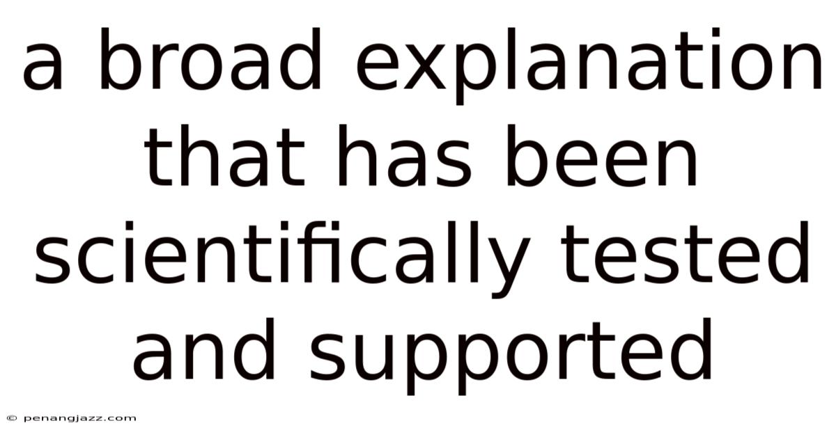A Broad Explanation That Has Been Scientifically Tested And Supported