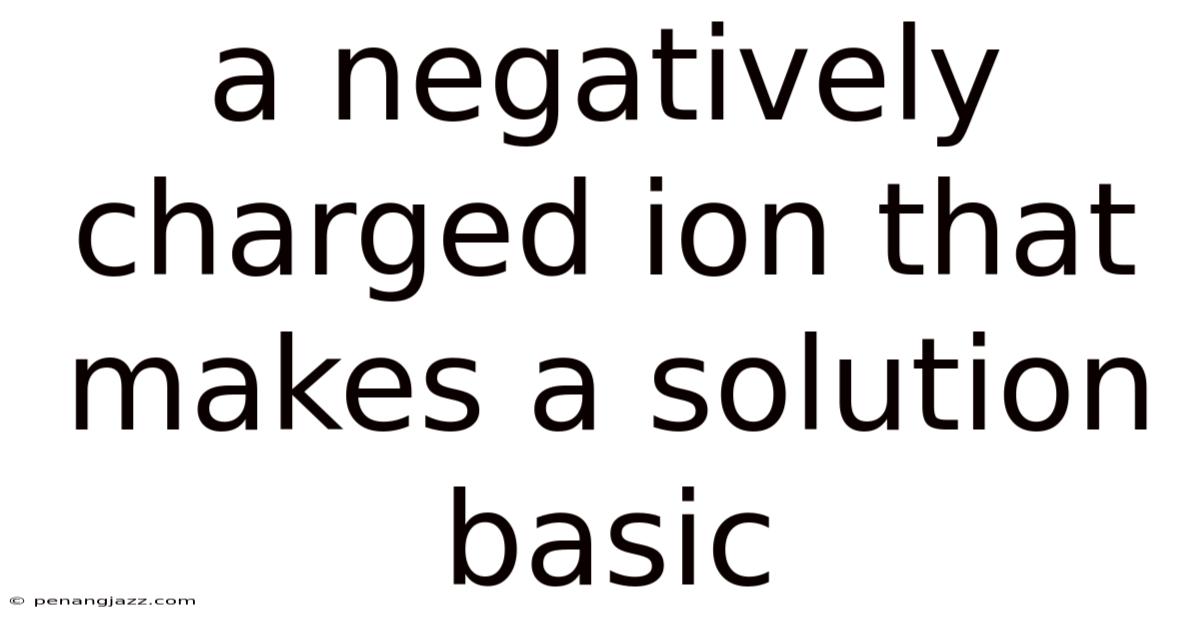 A Negatively Charged Ion That Makes A Solution Basic