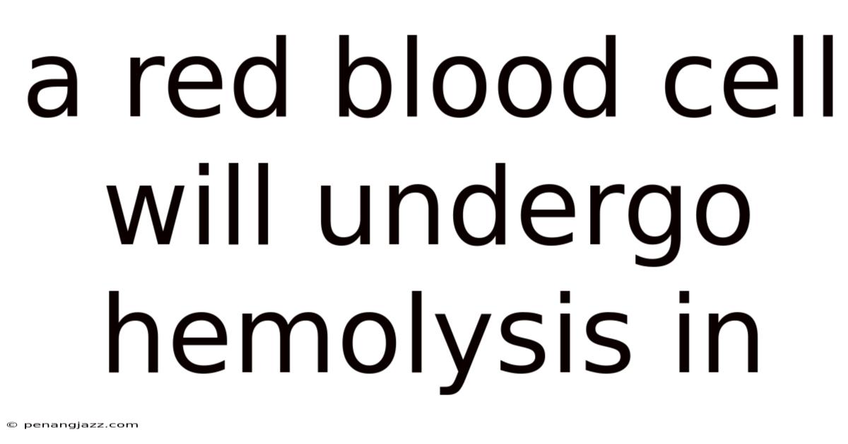 A Red Blood Cell Will Undergo Hemolysis In