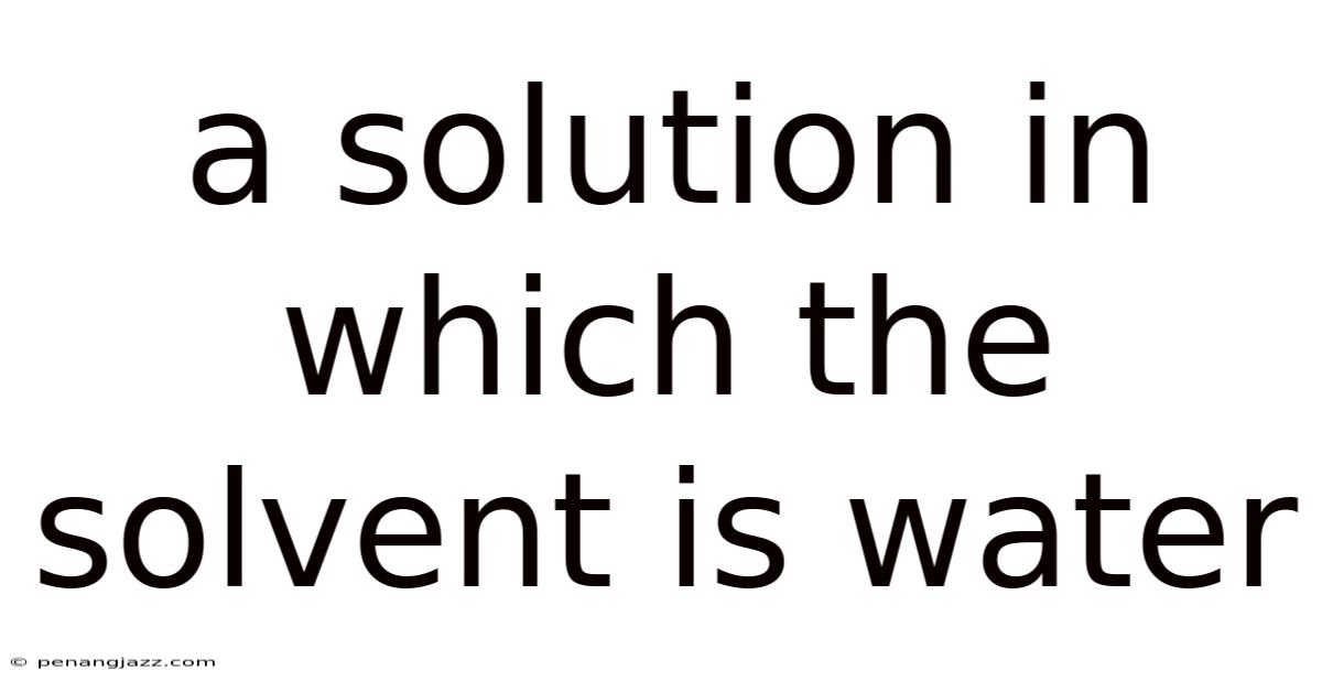 A Solution In Which The Solvent Is Water