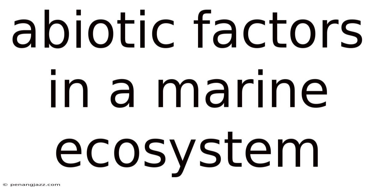 Abiotic Factors In A Marine Ecosystem