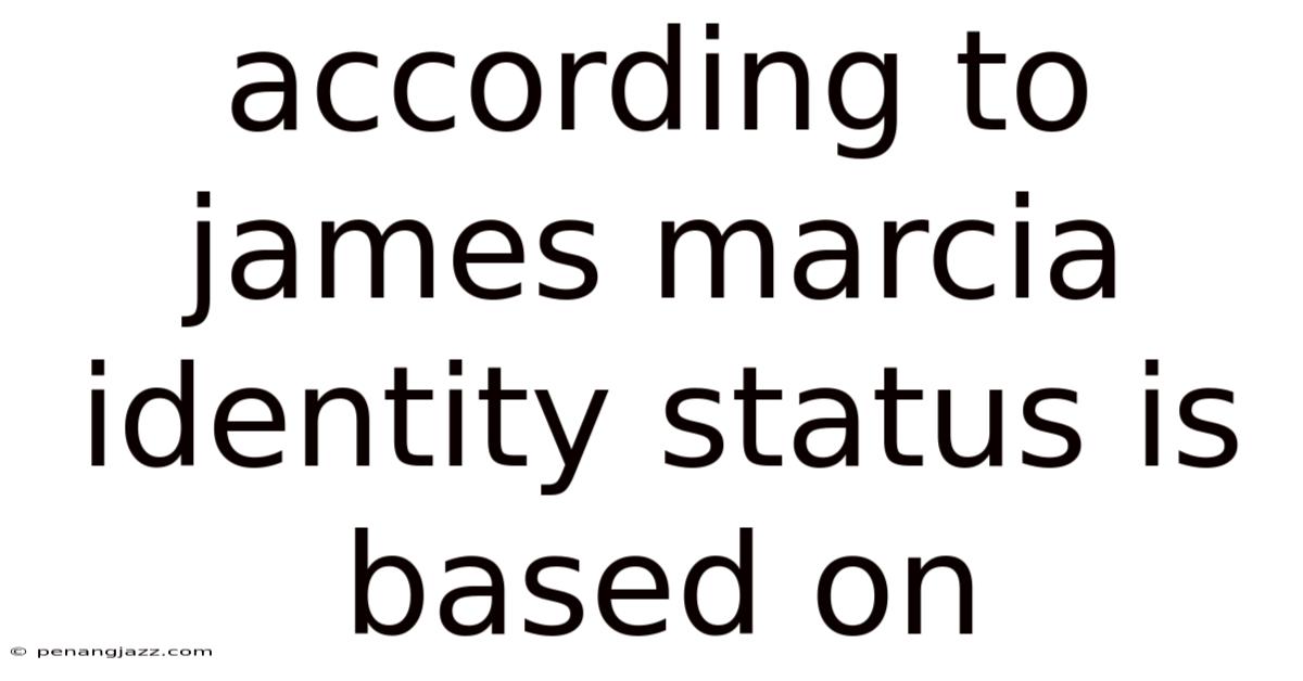 According To James Marcia Identity Status Is Based On