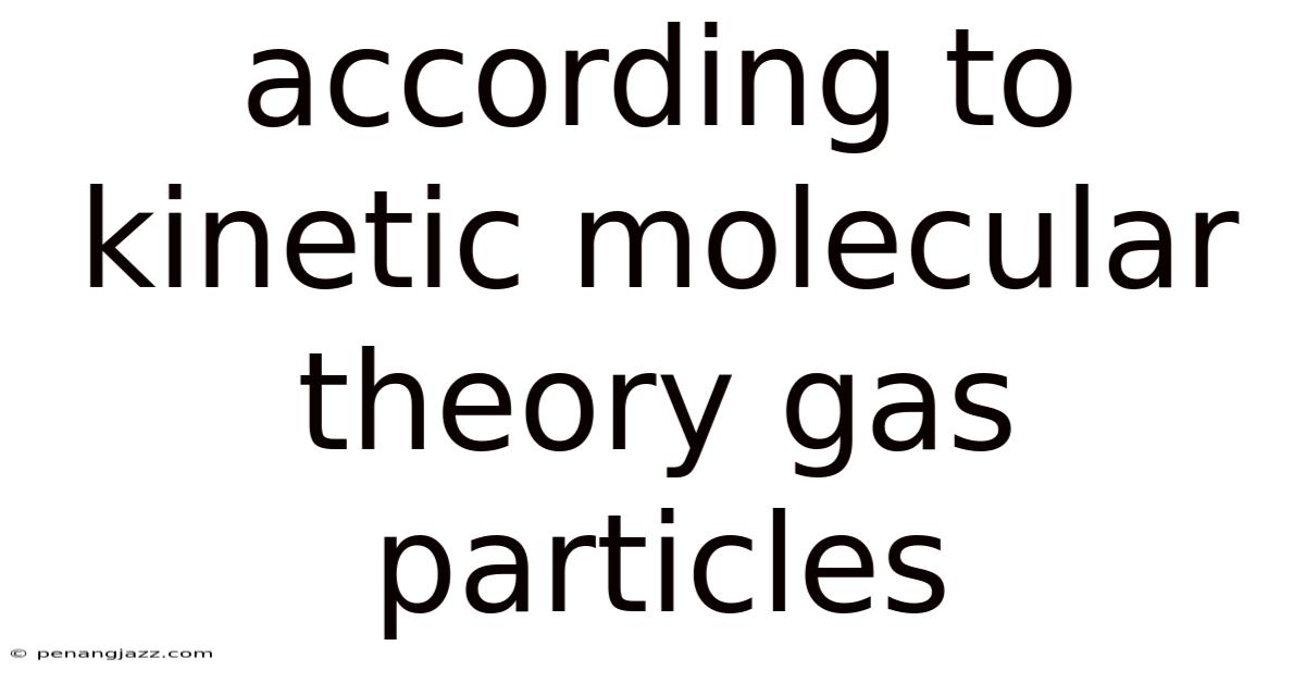 According To Kinetic Molecular Theory Gas Particles