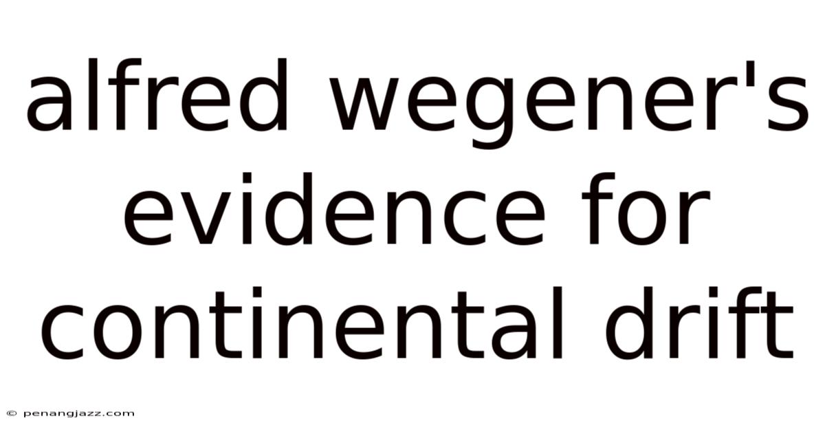 Alfred Wegener's Evidence For Continental Drift