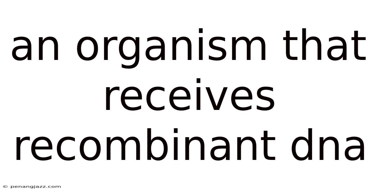 An Organism That Receives Recombinant Dna