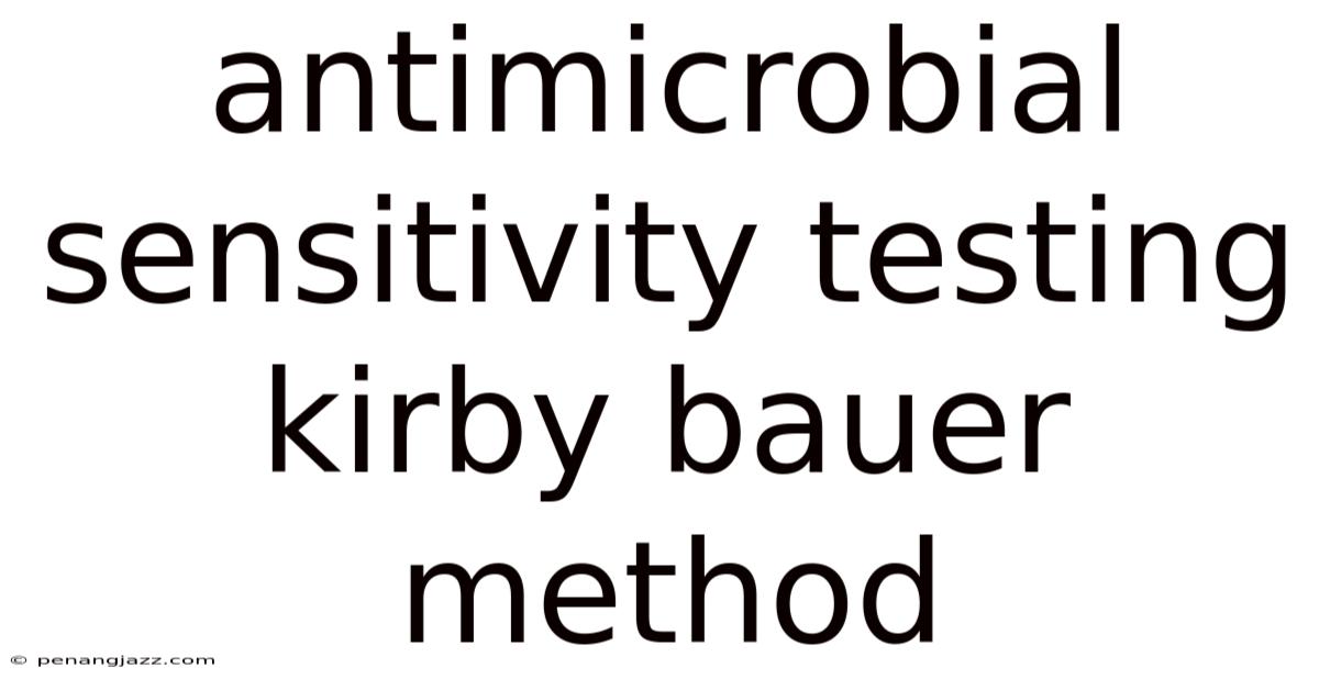 Antimicrobial Sensitivity Testing Kirby Bauer Method