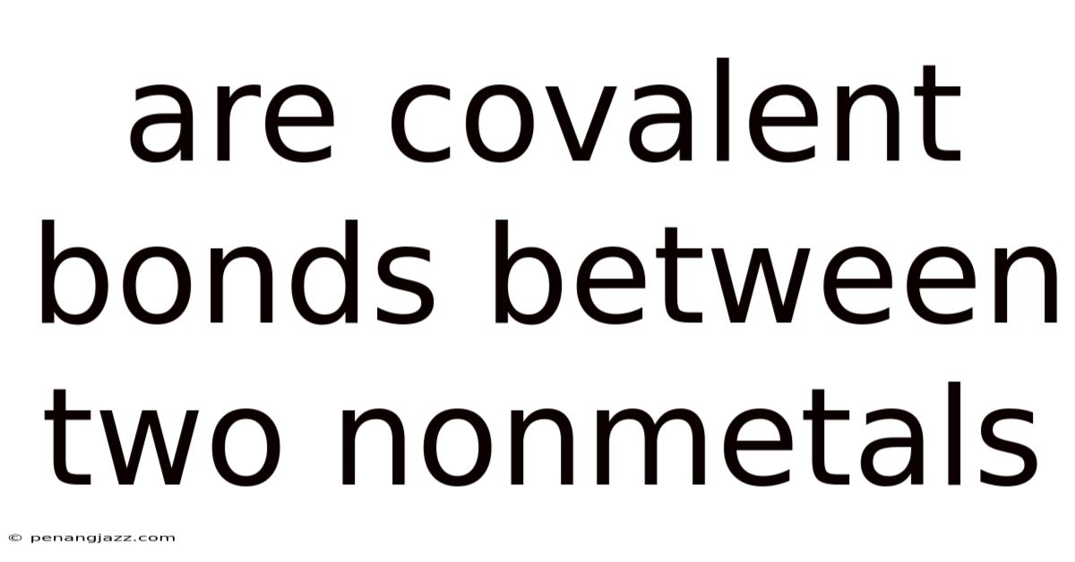 Are Covalent Bonds Between Two Nonmetals