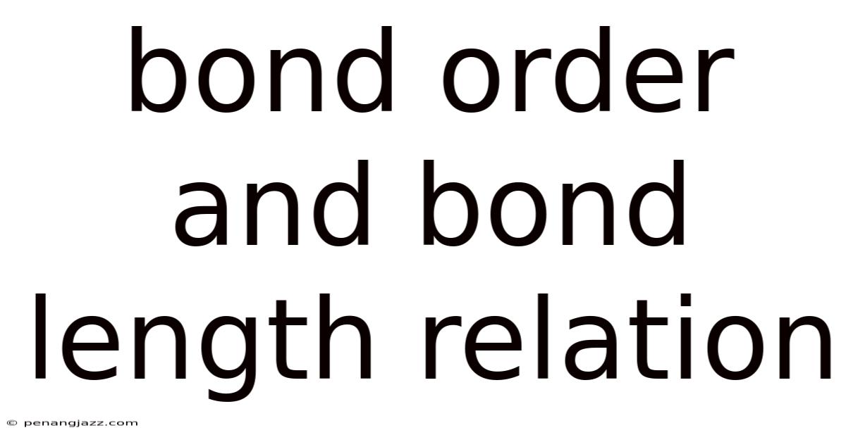Bond Order And Bond Length Relation