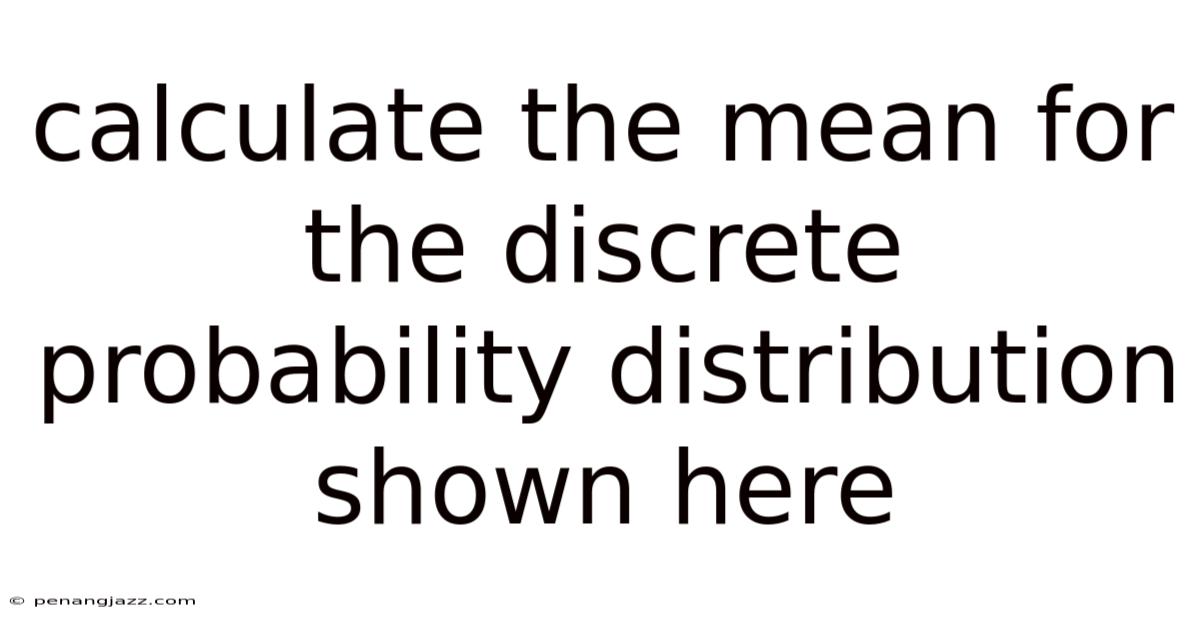 Calculate The Mean For The Discrete Probability Distribution Shown Here
