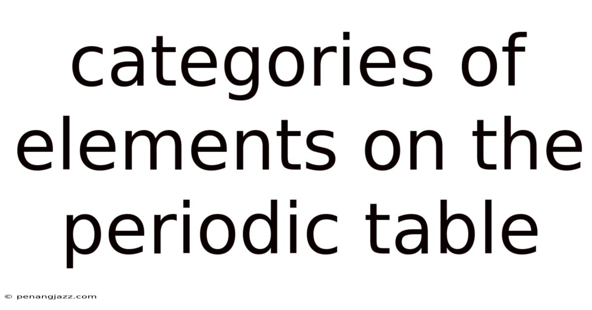 Categories Of Elements On The Periodic Table