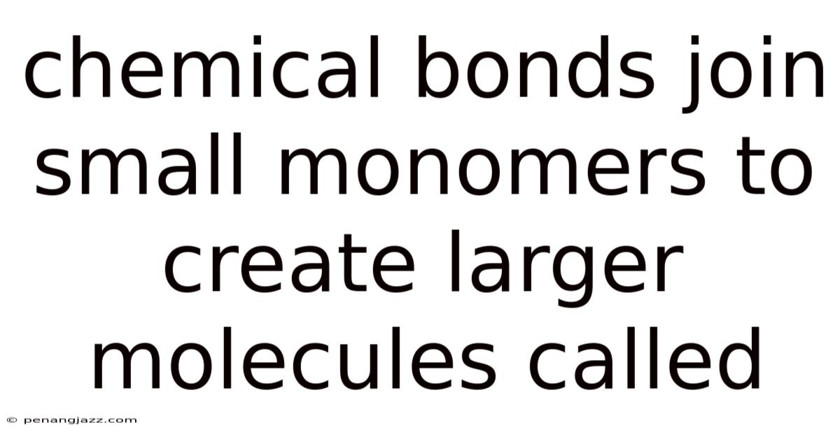 Chemical Bonds Join Small Monomers To Create Larger Molecules Called