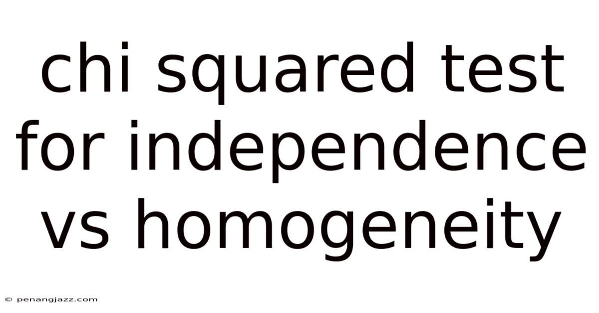 Chi Squared Test For Independence Vs Homogeneity