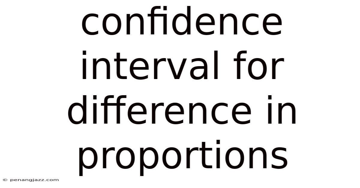 Confidence Interval For Difference In Proportions