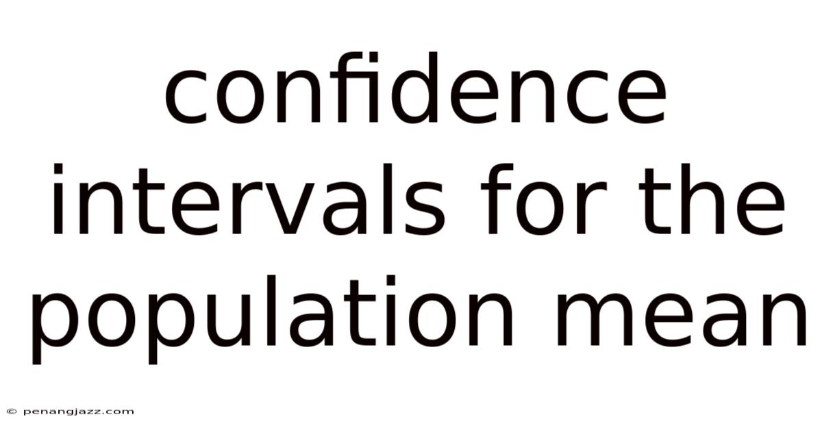 Confidence Intervals For The Population Mean