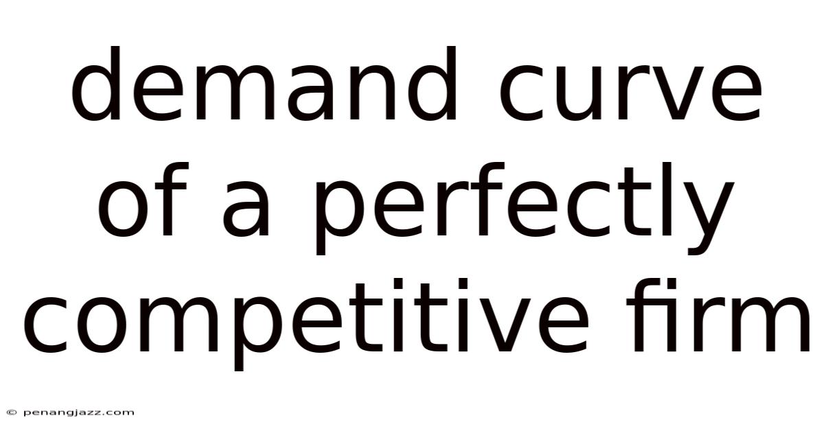 Demand Curve Of A Perfectly Competitive Firm