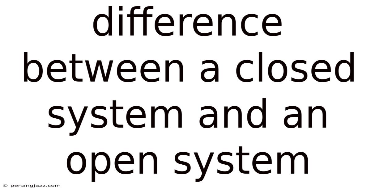 Difference Between A Closed System And An Open System