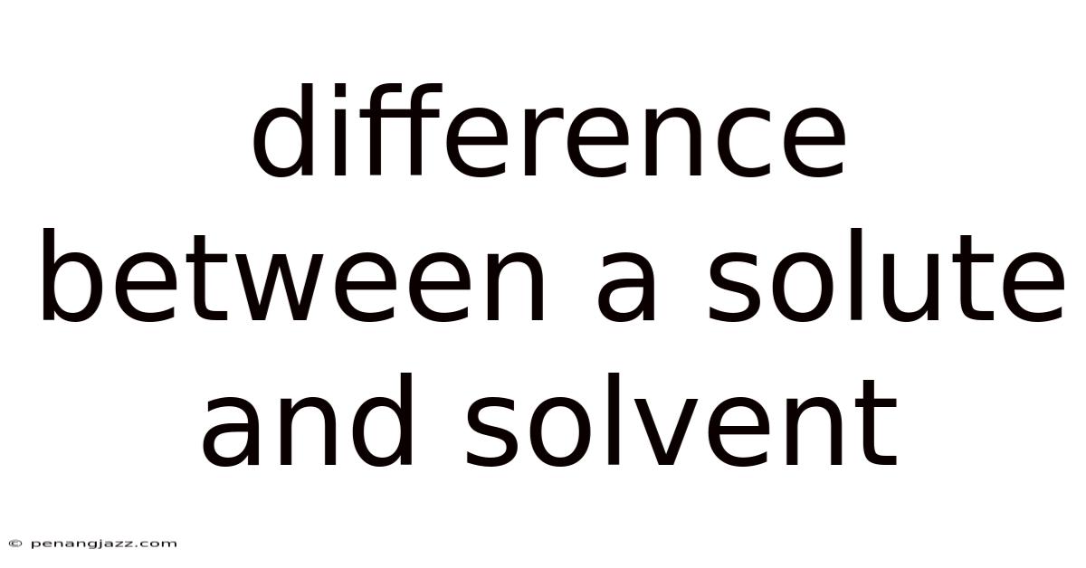 Difference Between A Solute And Solvent