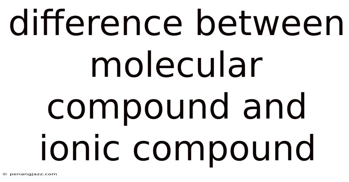 Difference Between Molecular Compound And Ionic Compound