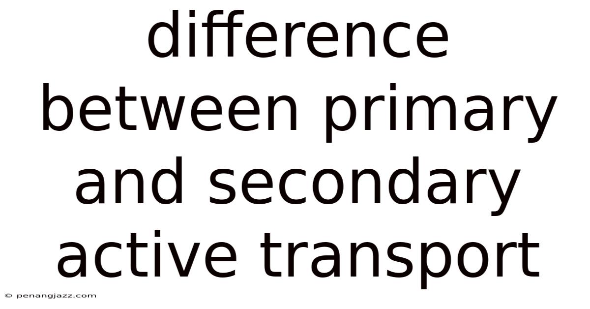 Difference Between Primary And Secondary Active Transport