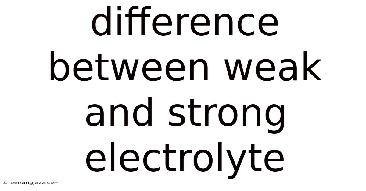 Difference Between Weak And Strong Electrolyte