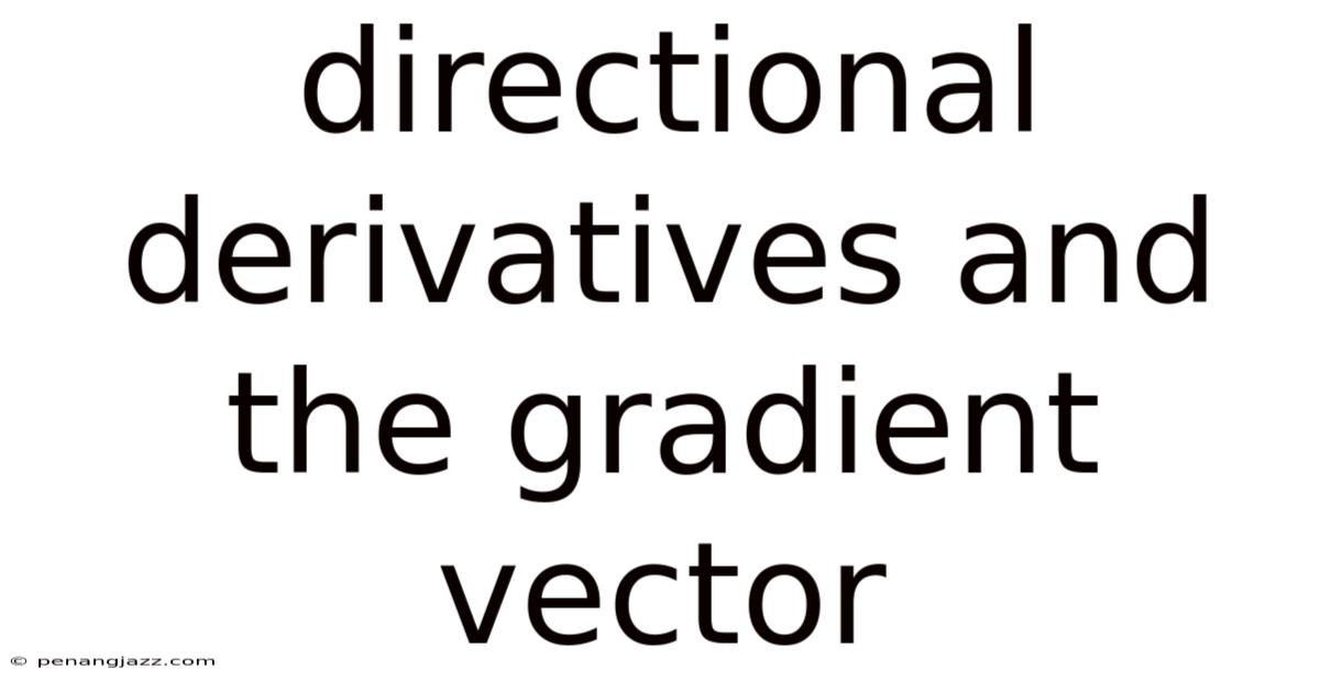 Directional Derivatives And The Gradient Vector