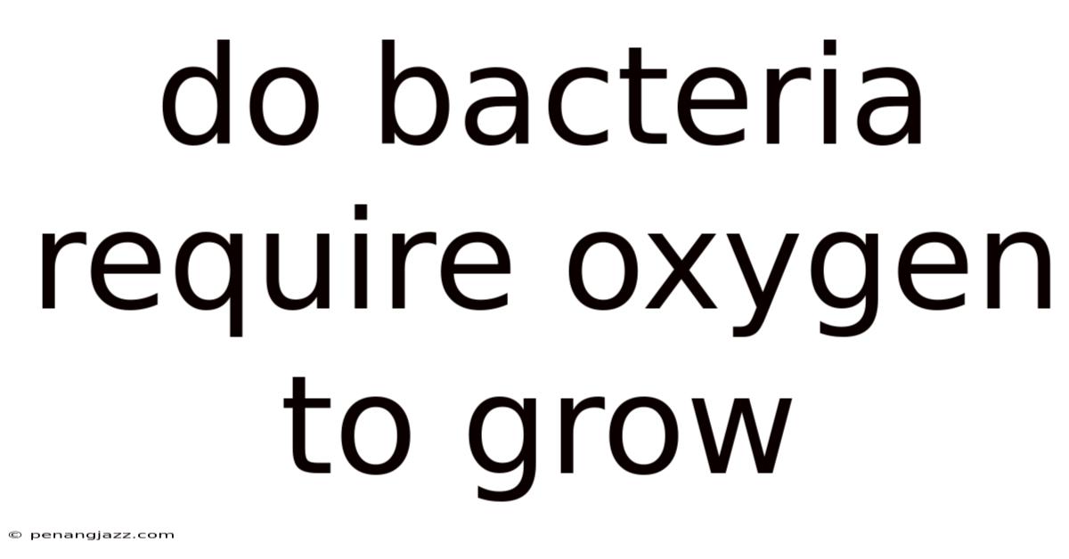 Do Bacteria Require Oxygen To Grow