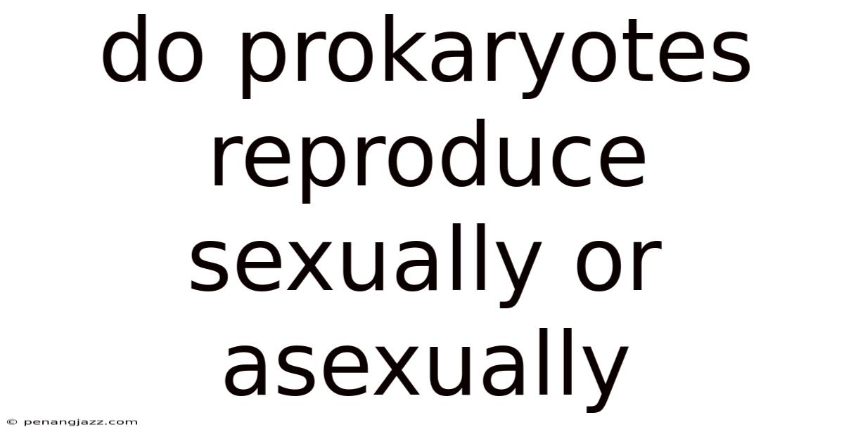 Do Prokaryotes Reproduce Sexually Or Asexually