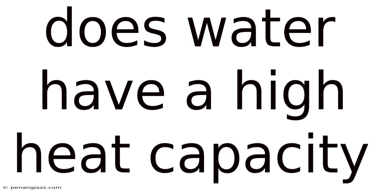 Does Water Have A High Heat Capacity