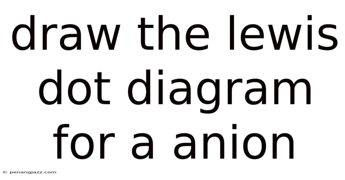 Draw The Lewis Dot Diagram For A Anion