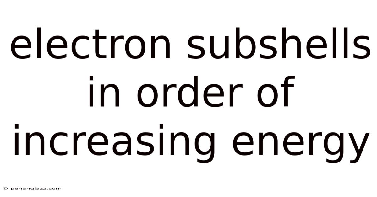 Electron Subshells In Order Of Increasing Energy
