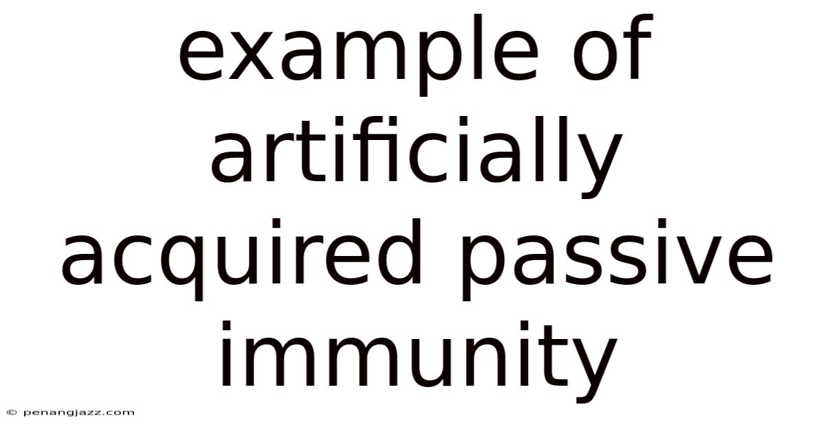 Example Of Artificially Acquired Passive Immunity