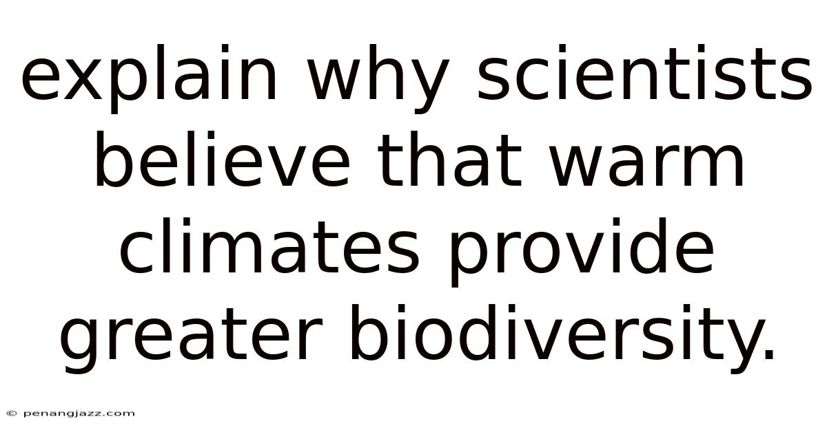 Explain Why Scientists Believe That Warm Climates Provide Greater Biodiversity.