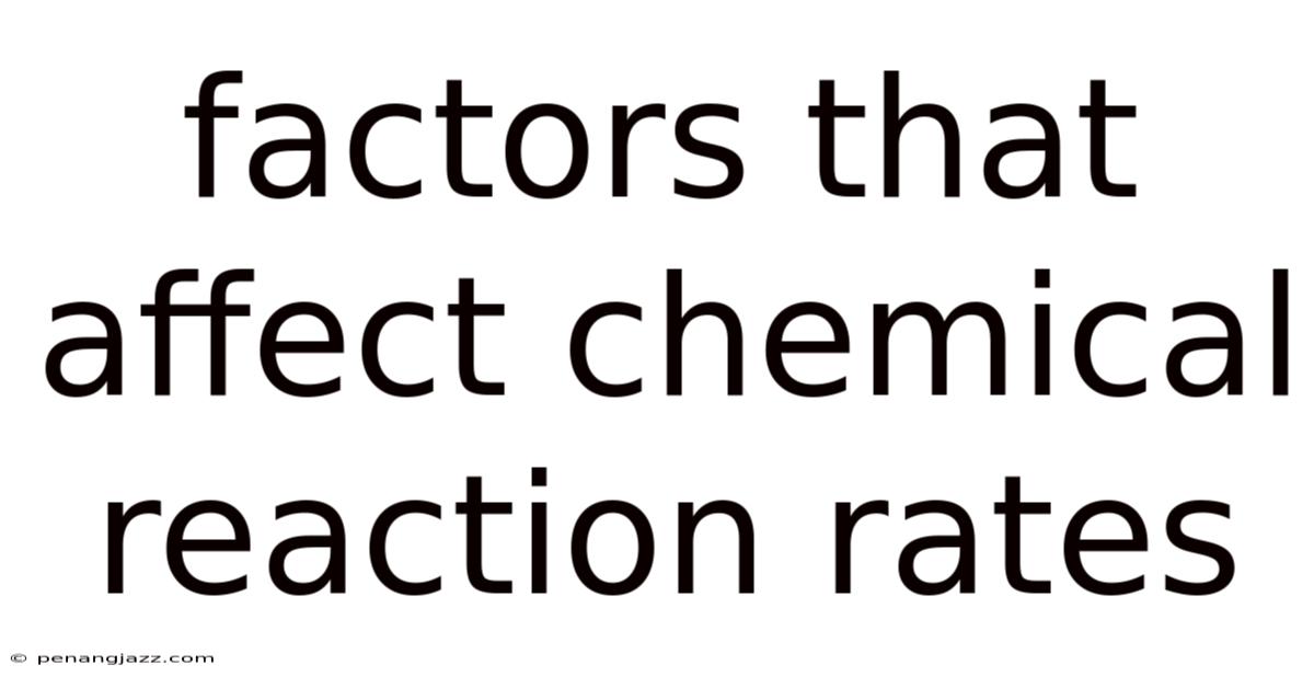 Factors That Affect Chemical Reaction Rates