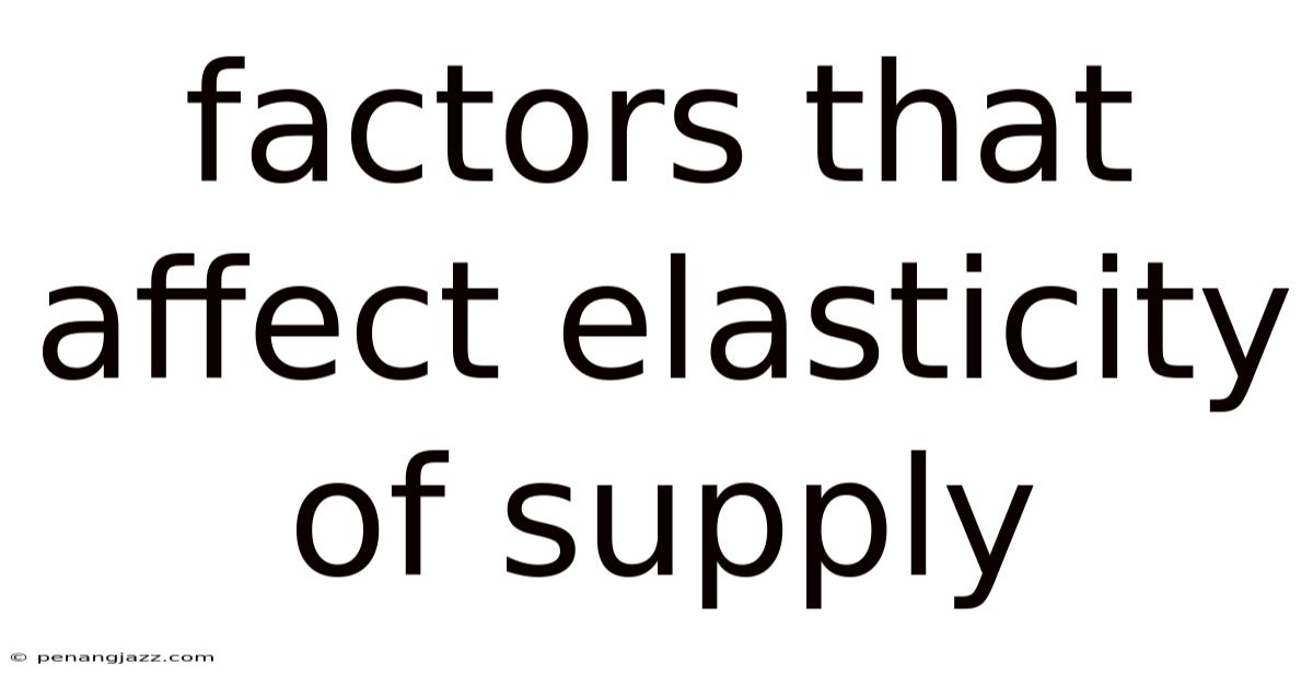 Factors That Affect Elasticity Of Supply