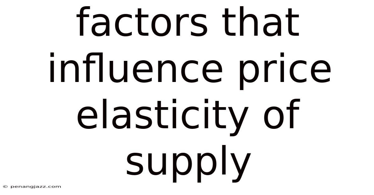Factors That Influence Price Elasticity Of Supply