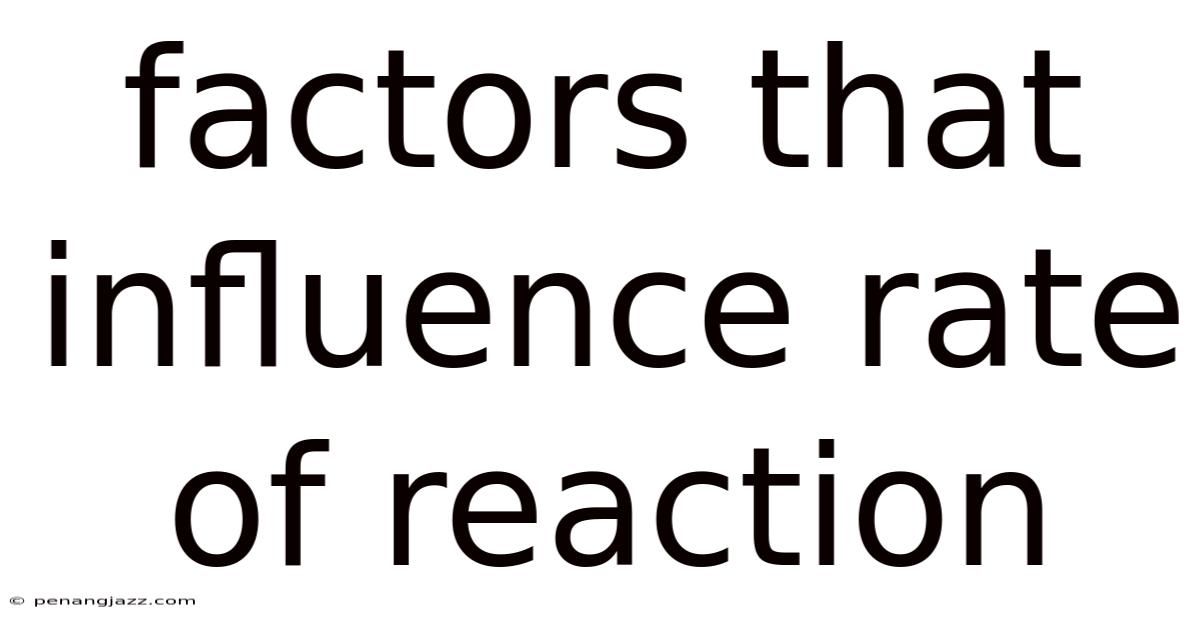 Factors That Influence Rate Of Reaction