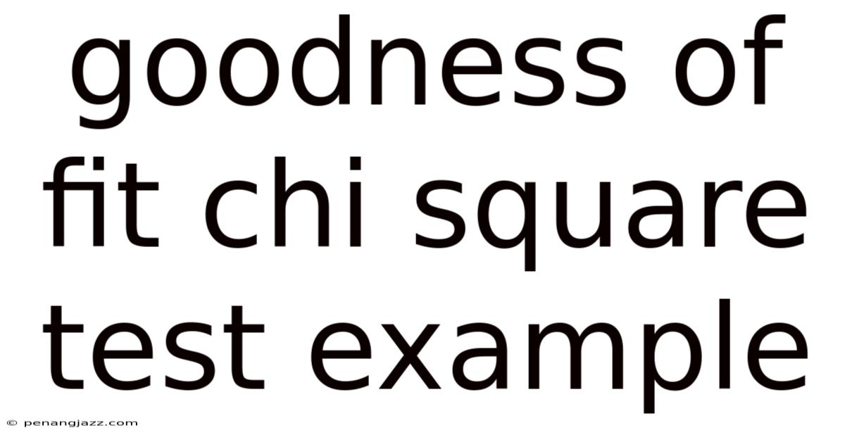 Goodness Of Fit Chi Square Test Example