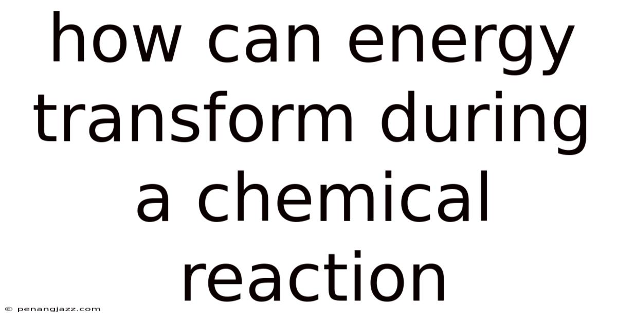 How Can Energy Transform During A Chemical Reaction