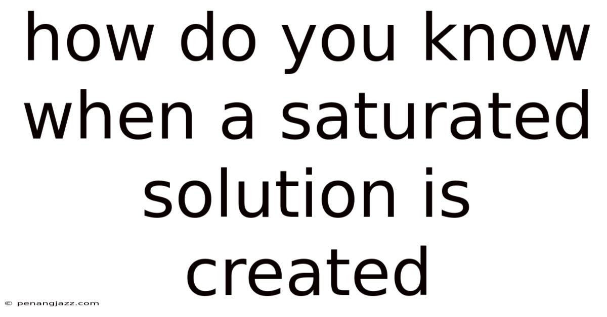 How Do You Know When A Saturated Solution Is Created