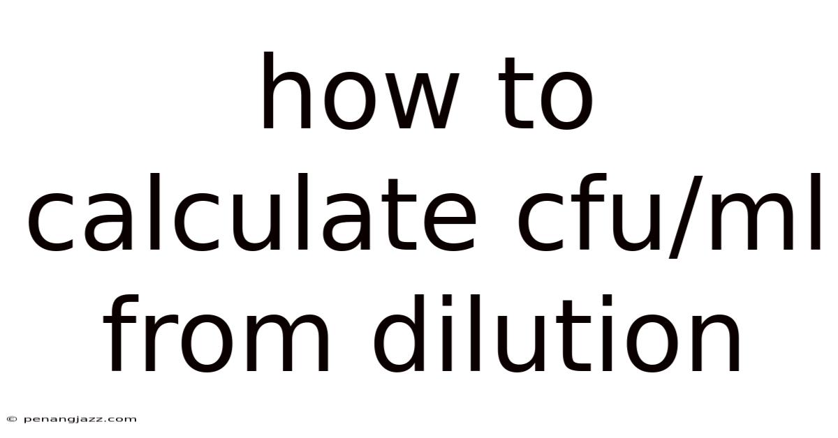 How To Calculate Cfu/ml From Dilution