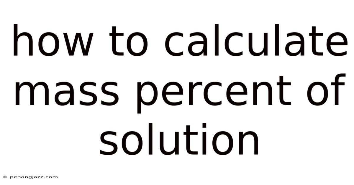 How To Calculate Mass Percent Of Solution