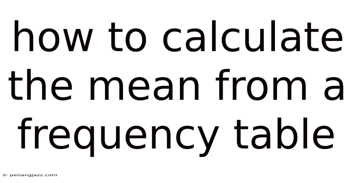 How To Calculate The Mean From A Frequency Table