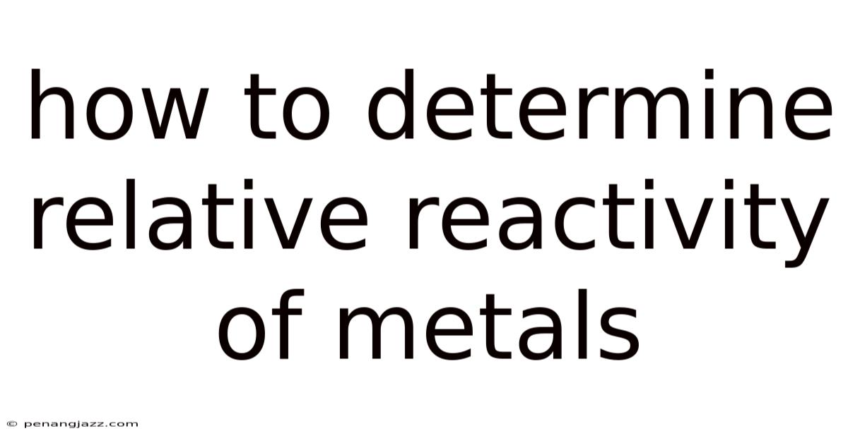 How To Determine Relative Reactivity Of Metals
