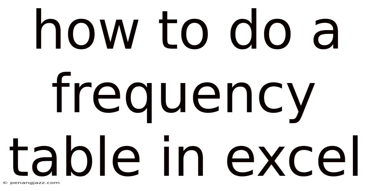 How To Do A Frequency Table In Excel