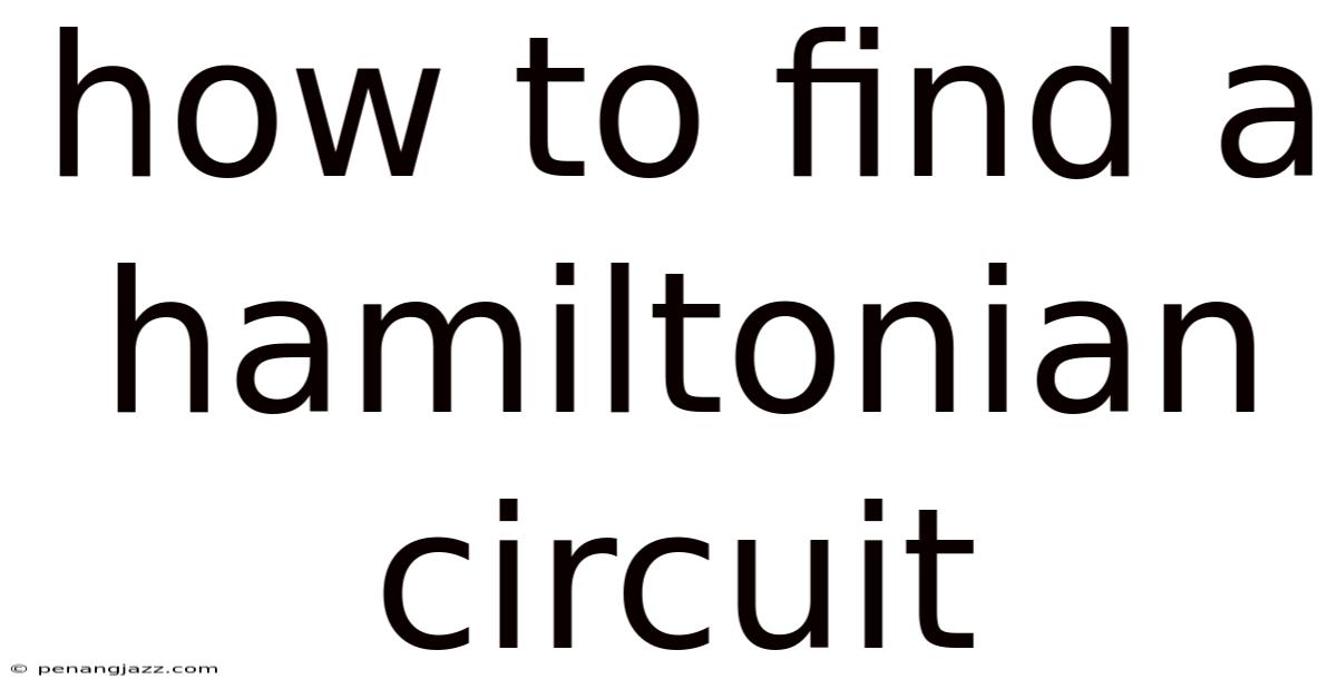 How To Find A Hamiltonian Circuit