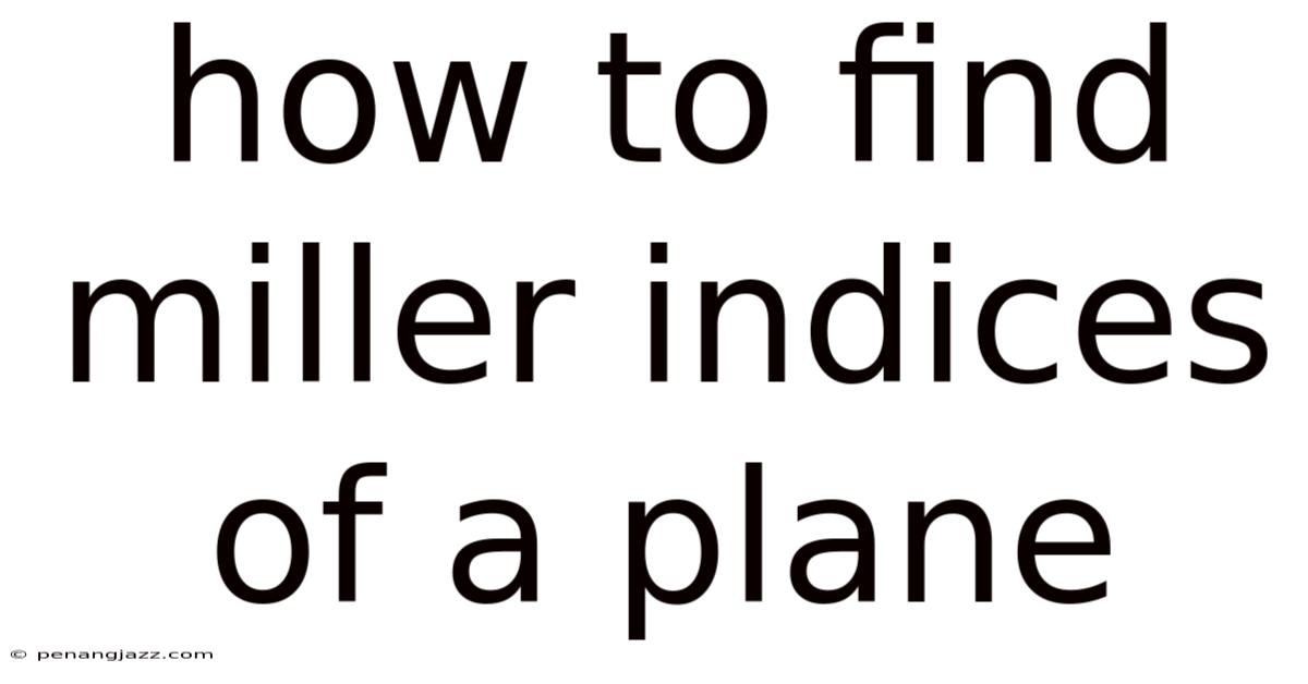 How To Find Miller Indices Of A Plane