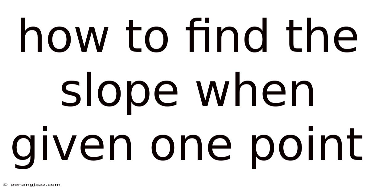 How To Find The Slope When Given One Point