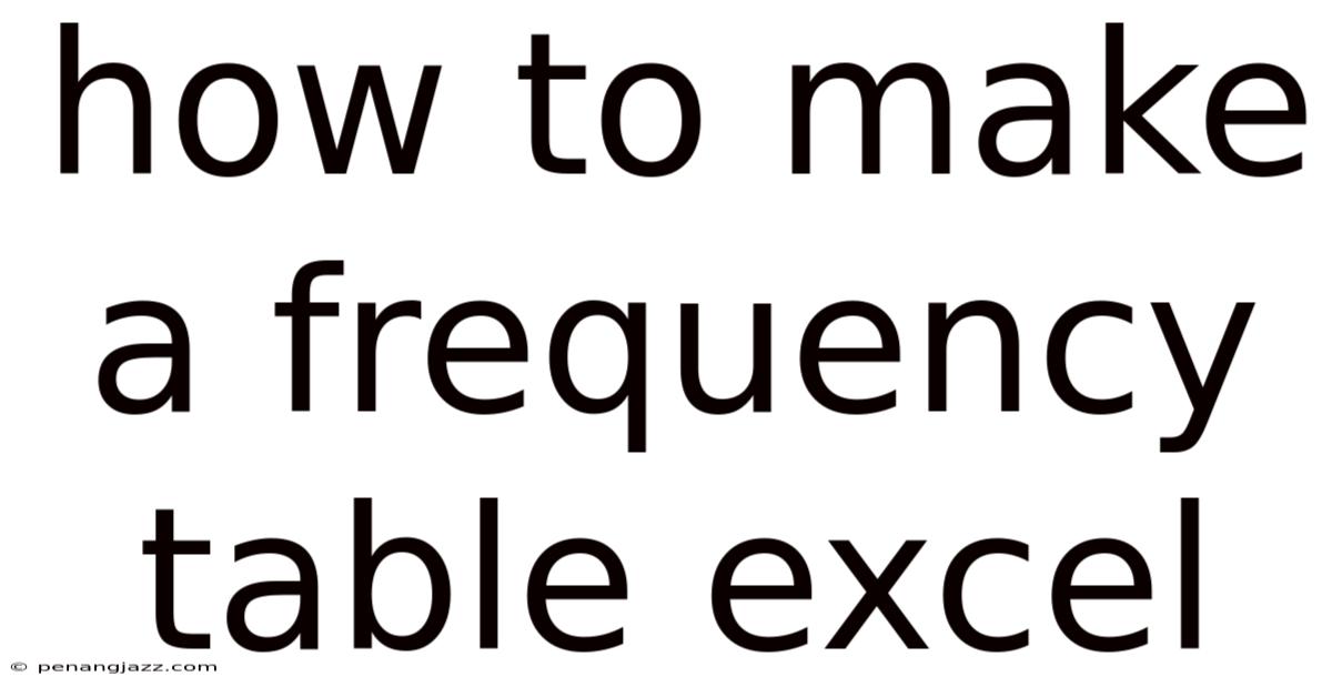 How To Make A Frequency Table Excel