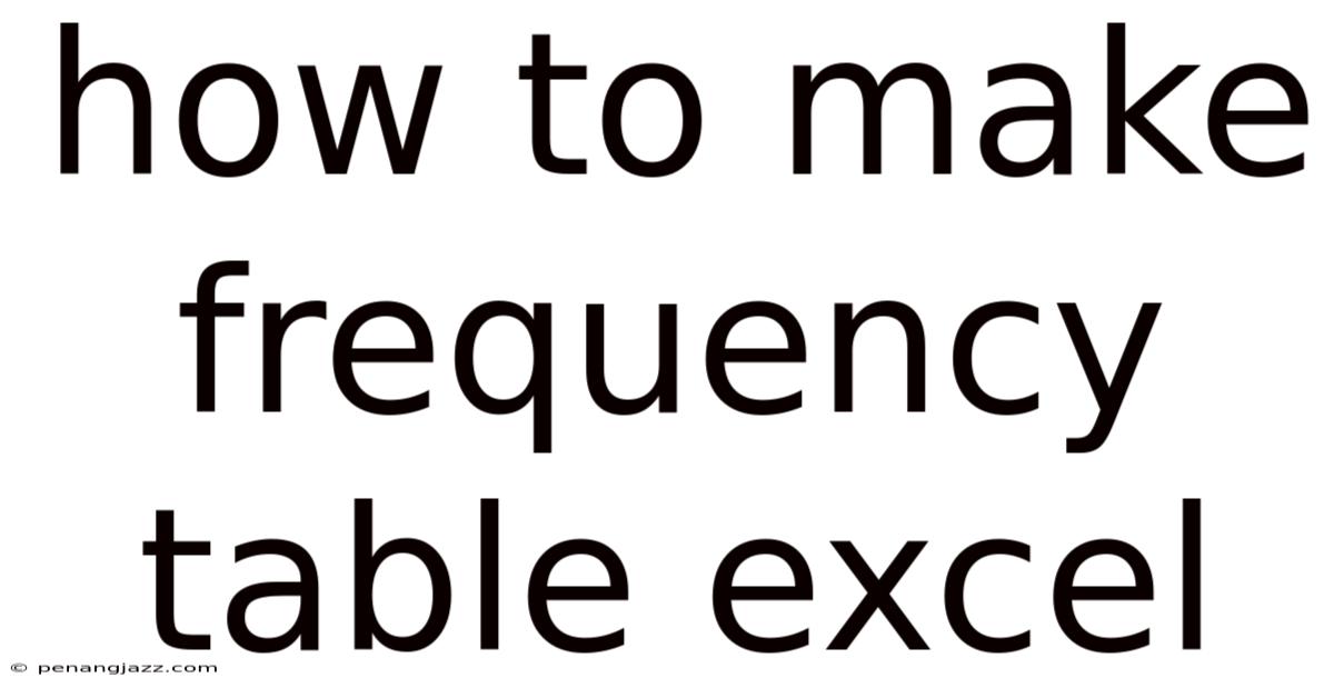 How To Make Frequency Table Excel